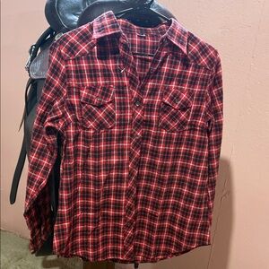 Red Plaid button Shirt